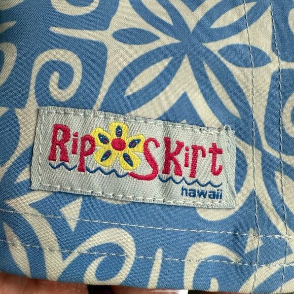 Rip Skirt Hawaii Skirt Small Blue Floral Adjustable waist Athleisure Beach Swim - Picture 2 of 7